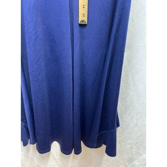 WOOSEA High Neck Split Ruffle Bodycon Cocktail Long Dress Women Small Navy New - Picture 7 of 16